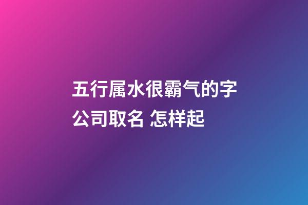 五行属水很霸气的字公司取名 怎样起-第1张-公司起名-玄机派